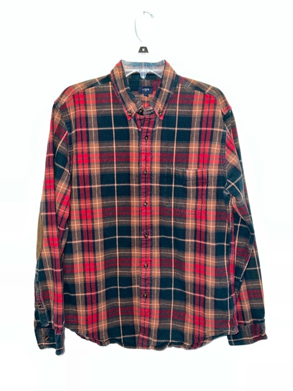 J. Crew Men’s Red and Brown Plaid Button-Down Shirt Size L 0405263